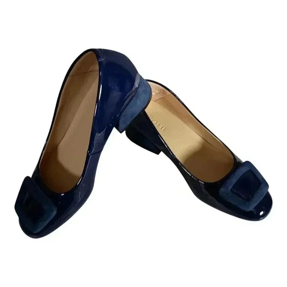 Girotti Classic Heeled Shoes Slip On Navy Blue Leather Handmade 35/US 4 - 5 - Picture 6 of 10